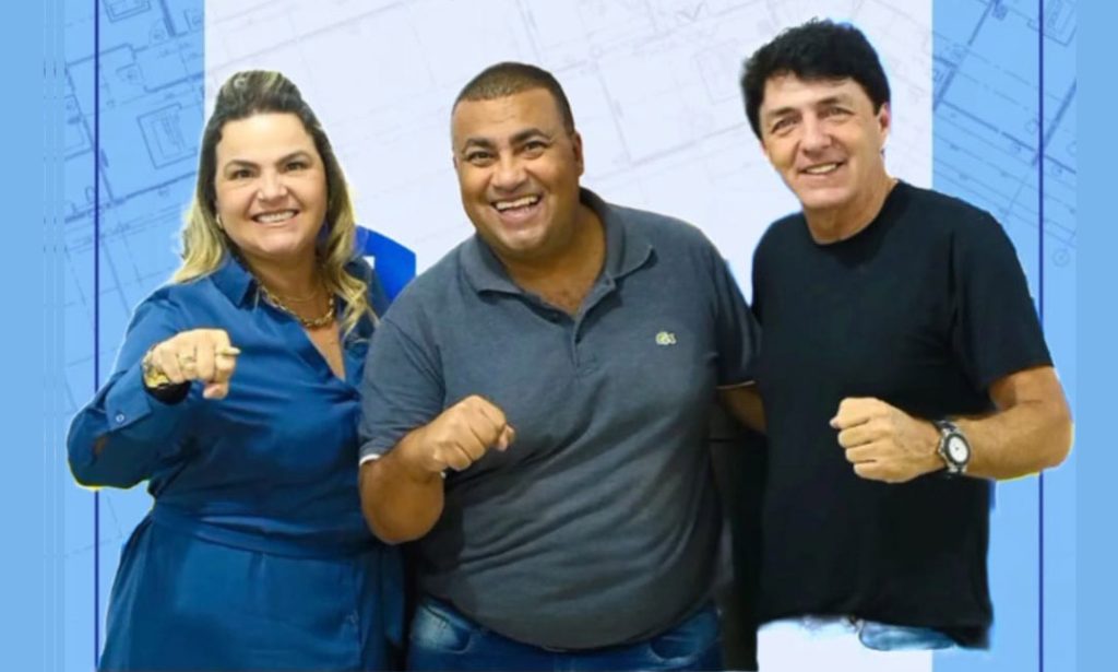 Adriana Rufo, Daniel Azul e Prefeito Inho Taino. Foto: Reprodução/Daniel