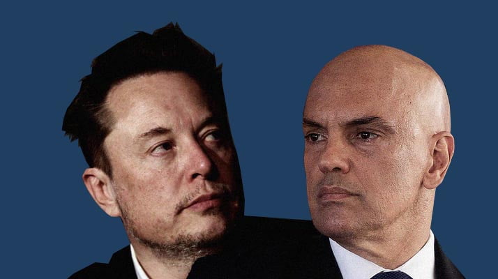 Elon Musk e Alexandre de Moraes. Foto: Reprodução