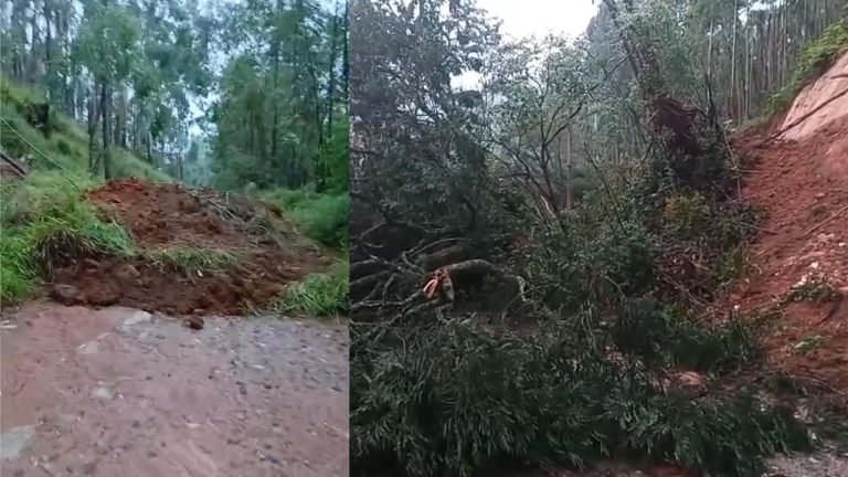 Deslizamento bloqueia estrada em Salesópolis e moradores deixam casas por segurança. Foto: Reprodução/Rede Social